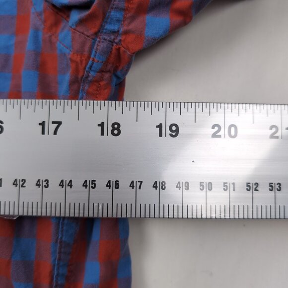 Vintage J. Crew Men's Red/Blue Plaid Button Up Long Sleeve Oxford Shirt, Small - Picture 5 of 6